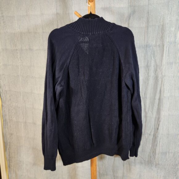 Weatherproof XL $85 Vintage 100% Cotton Navy Ribbed Knit Quarter Button Sweater - Picture 4 of 9